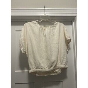 MADEWELL Women's Linen-Blend Michele Bubble Top Size Small Minimalist Classic